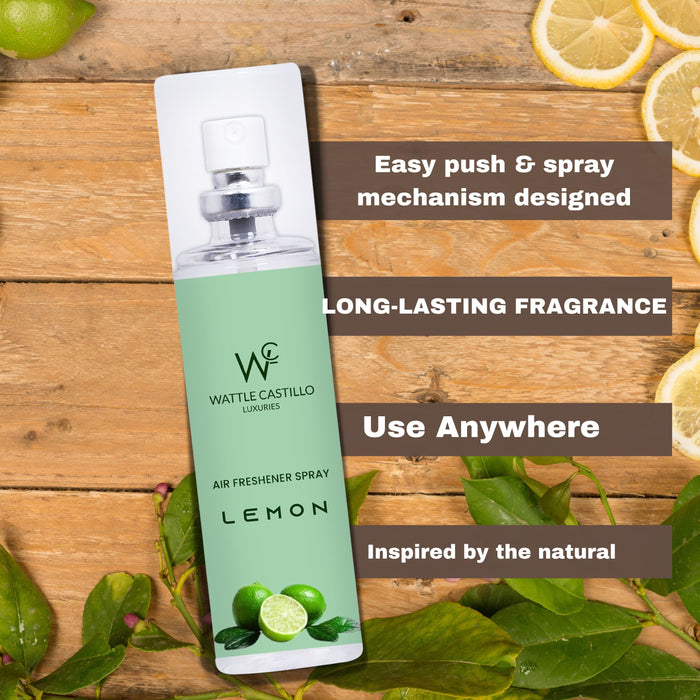 Wattle Castillo Lemon Room Freshener Spray | Premium Air Freshener for Home & Office - Passion & Alive - Wattle Castillo