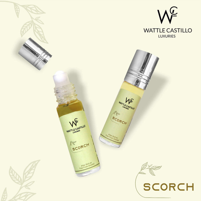 Wattle Castillo Scorch And Swage Premium Luxury 100% Non Alcoholic Long Lasting Roll On Attar Combo Perfume For Unisex - Wattle Castillo