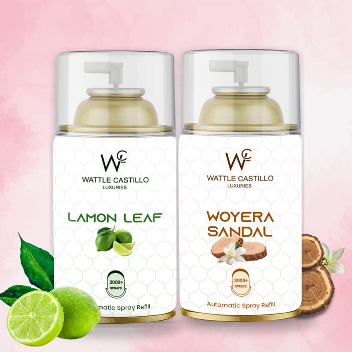 Woyera Sandal and Lemon Leaf Automatic Refill Room Fresheners Combo (265ml×2) - Wattle Castillo