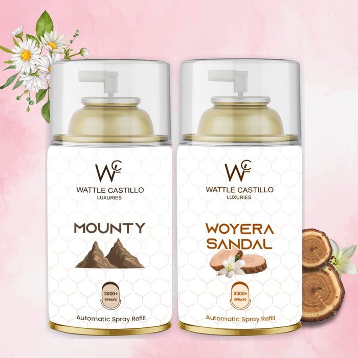 Woyera Sandal and Mounty Automatic Refill Room Fresheners Combo (265ml×2) - Wattle Castillo